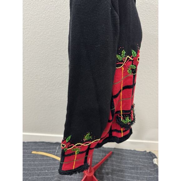 Vtg Berek 2 By Takako Sakon Cardigan Christmas Poinsettia Cabincore Sweater - Picture 5 of 15